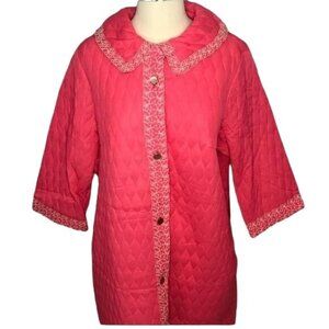 Vintage Coral Sears Pink Quilted Robe Housecoat M Palm Royale Golden Girls Barbi